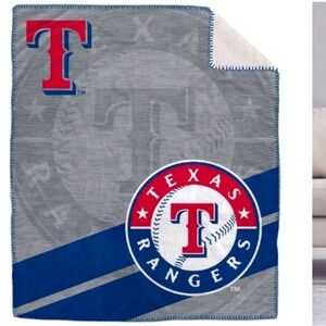 MLB Texas Rangers Sweatshirt Sherpa Throw Blanket 60" X 70" New